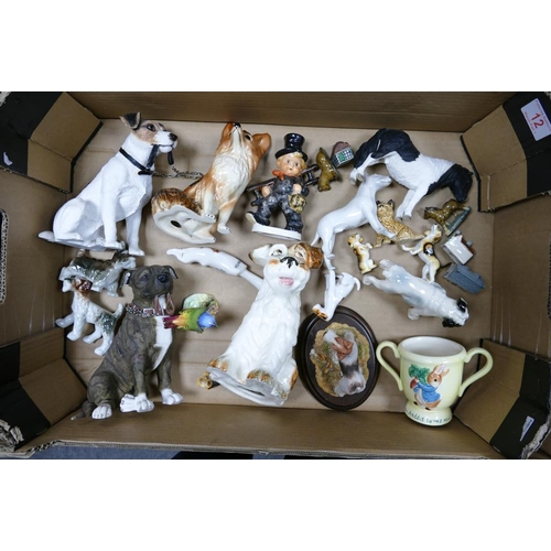 12 - A mixed collection of items to include Sylvac, Resin & similar  dogs & animals