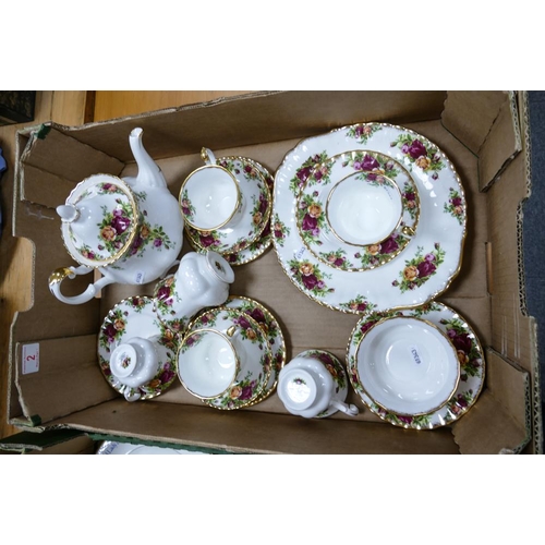 2 - A collection of Royal Albert Seconds Old Country Rose Pattern tea ware including teapot, cups & sauc... 