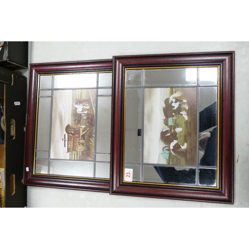 23 - Two Framed Traveller Theme Wall Mirrors, both 35x 43cm(2)