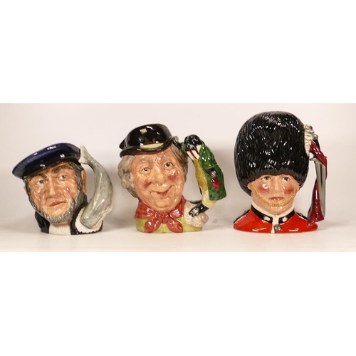 300 - Royal Doulton Large Character Jugs Guardsman D6755, The Walrus & Carpenter D6600 & Capt Ahab D6500(3... 