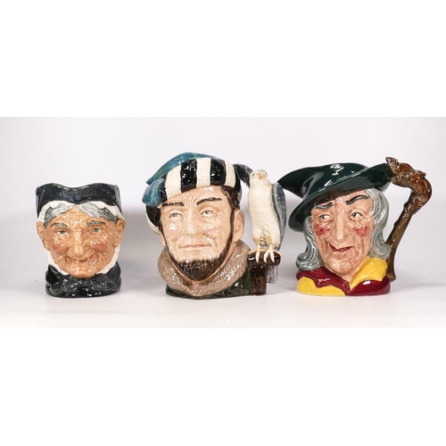 306 - Royal Doulton Large Character Jugs Pied Piper D6403, The Falconer D6533 & Granny D5521(3)