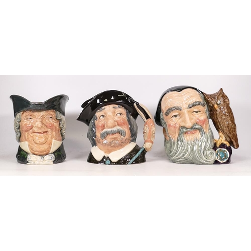 307 - Royal Doulton Large Character Jugs Merlin D6529, Parson Brown  & Sancho Panca D6456(3)