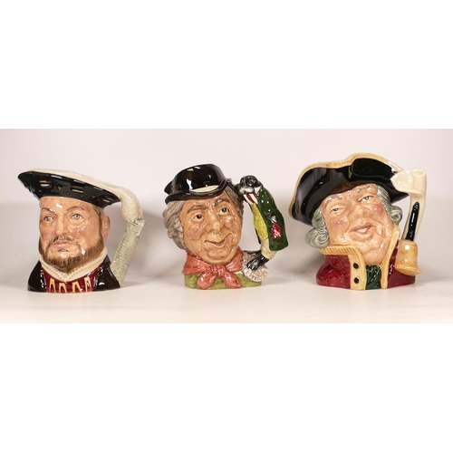 309 - Royal Doulton Large Character Jugs Henry VIII D6642, Walrus & Carpenter D6600 & Town Crier D6530(3)