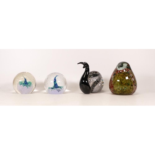 315 - Four hand made glass paperweights, including Mdina  Glass and Caithness.
.