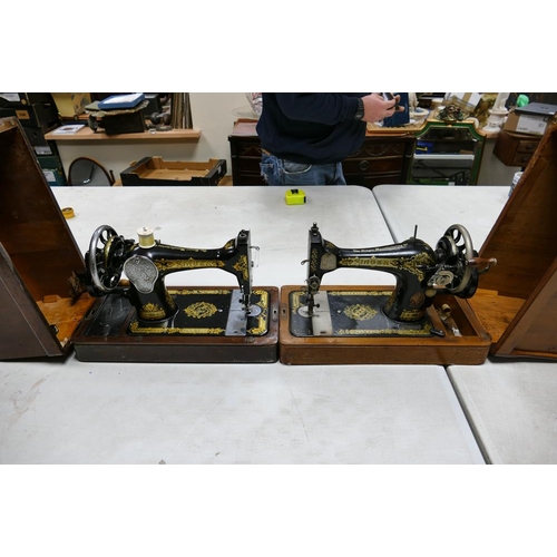 44 - Two Vintage Wooden Cased Singer Sewing machines(2)