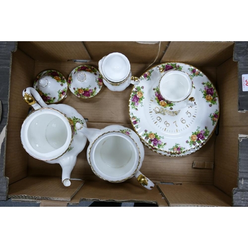 50 - A collection of Royal Albert Old Rose patterned items including 2 teapots, cream jug, sugar bowl , c... 