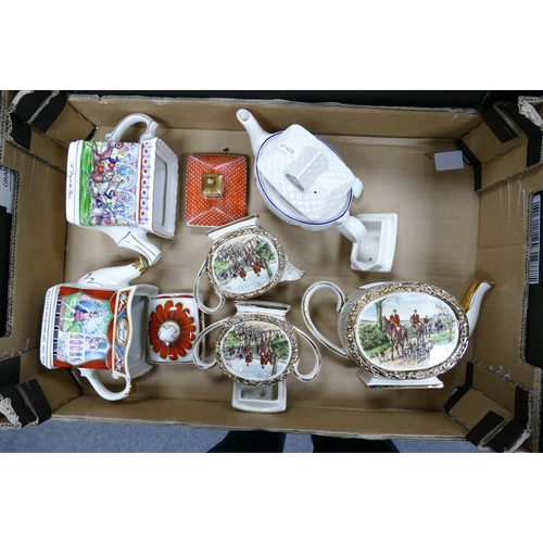 52 - A mixed collection of teapots to include Sadler Hunting theme tea service, similar Sadler Romeo & Ju... 