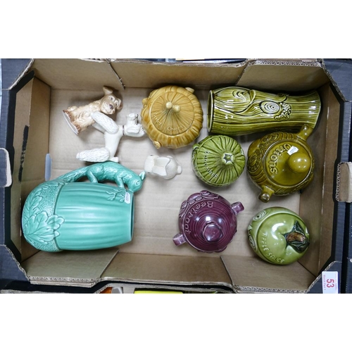 53 - A collection of Sylvac items to include kitchen Storage pots, animals, large Acorn jug etc