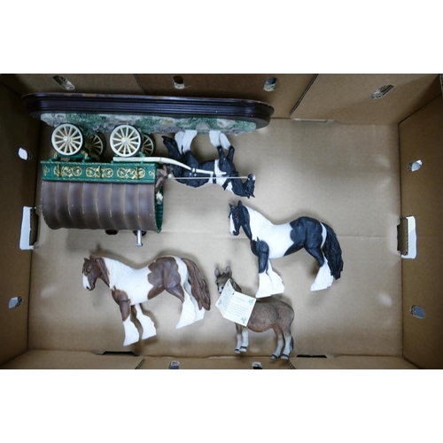 6 - A collection of Resin Type  Horses  including Leonardo Collection Travellers Caravan