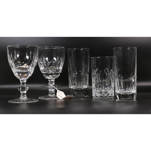 218 - Five Un Matched Quality Cut Glass Crystal Wine Glasses, tallest 15.5cm(5)