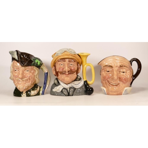 284 - Royal Doulton Large Character Jugs Veteran Motorist D6633, Robin Hood D6527 & Farmer John (3)