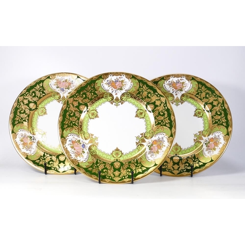 6 - Three De Lamerie Fine Bone China heavily gilded Majestic patterned cabinet plates , specially made h... 