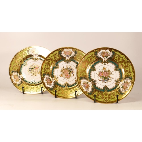 7 - Three De Lamerie Fine Bone China heavily gilded Majestic patterned cabinet plates , specially made h... 