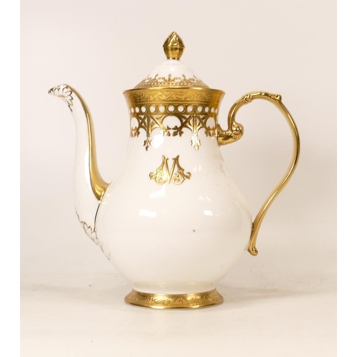 92 - De Lamerie Fine Bone China heavily gilded Private Commission Coffee Pot, specially made high end qua... 