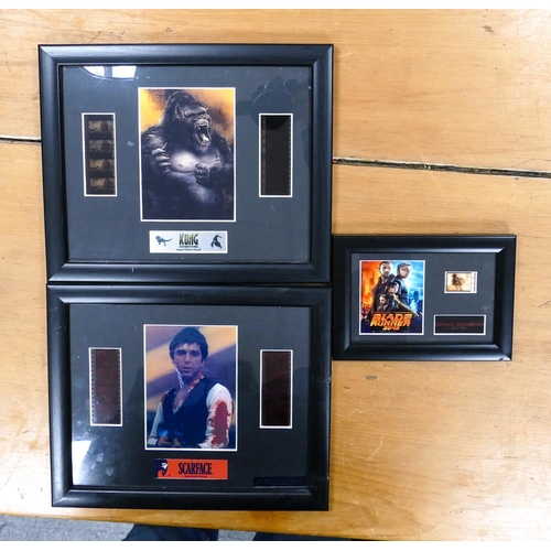 188 - Three film cells to Include Blade Runner, King Kong and Scarface, L29cm H24cm(certs to rear) (3)