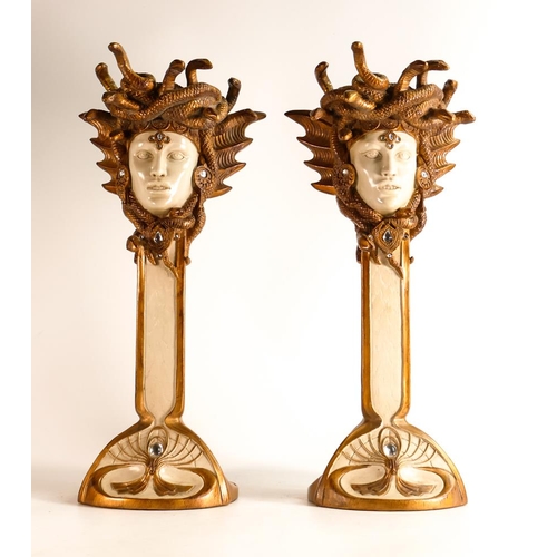 190 - Two Large Palazzo-Int Medusa theme candlesticks, height 45cm