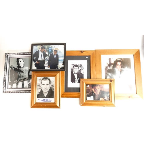 198 - Six signed actor framed prints including Michael Myers and similar, L33 H38 (one with damaged glass)... 