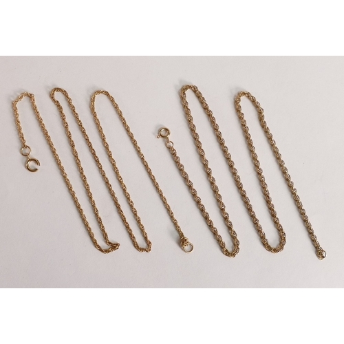 744 - Two 9ct gold necklaces, 7.1g. (2)