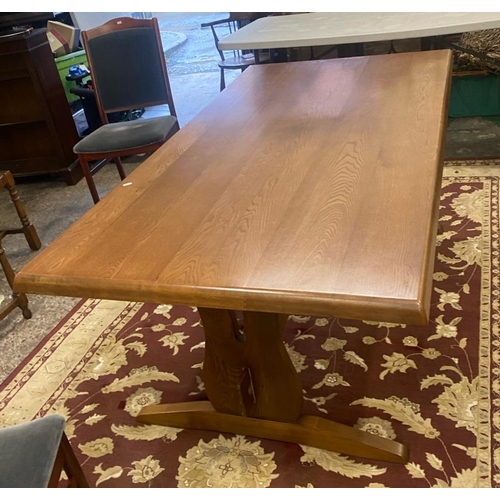 646 - Mid century Golden Oak refectory type dining table 183cm W, 90cm D x 76cm H