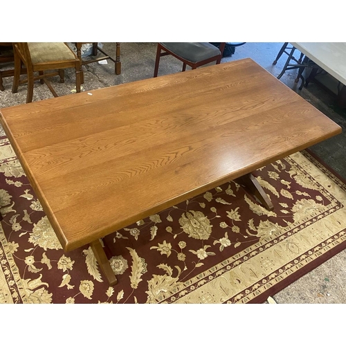 646 - Mid century Golden Oak refectory type dining table 183cm W, 90cm D x 76cm H