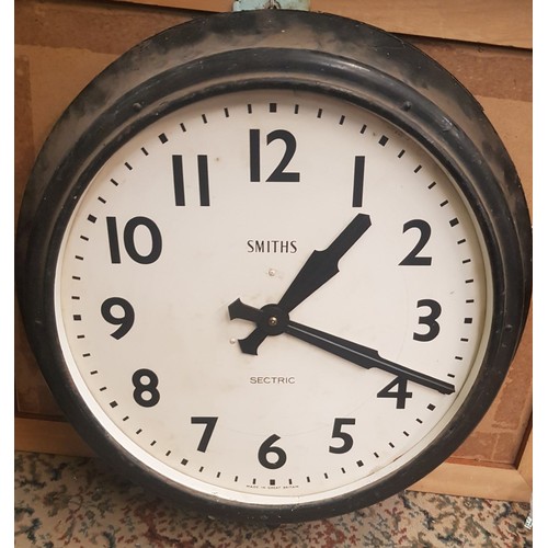 313 - Vintage Smiths Sectric steel wall clock, c1930s, this clock originally came from the offices of Hem ... 