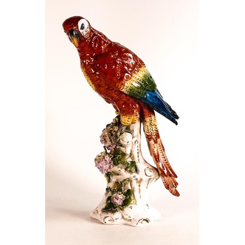 28A - Capodimonte large sculpture of a Parrot, height 33cm - light petal damage.