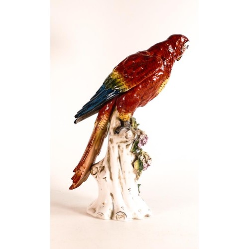 28A - Capodimonte large sculpture of a Parrot, height 33cm - light petal damage.