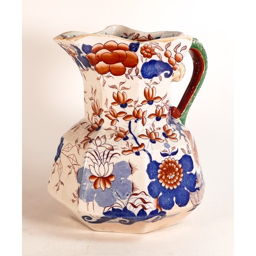 41 - Masons Ironstone Hydra jug with serpent handle decorated in the Imari palette. Height: 24.5cm small ... 