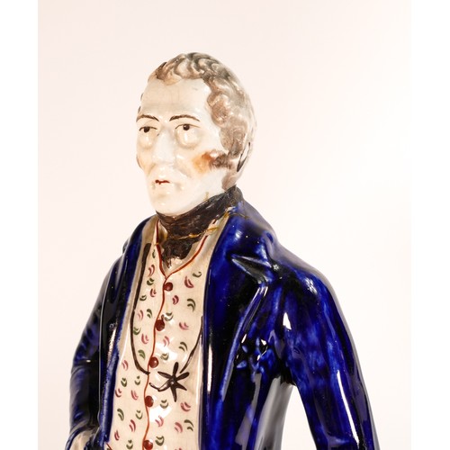 46 - Mid-Victorian Staffordshire figure depicting Arthur Wellesley, The Duke of Wellington. Firing crack ... 