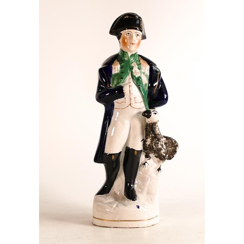 48 - Mid-Victorian Staffordshire portrait figure of Napoleon Bonaparte. Modelled with hand in jacket and ... 