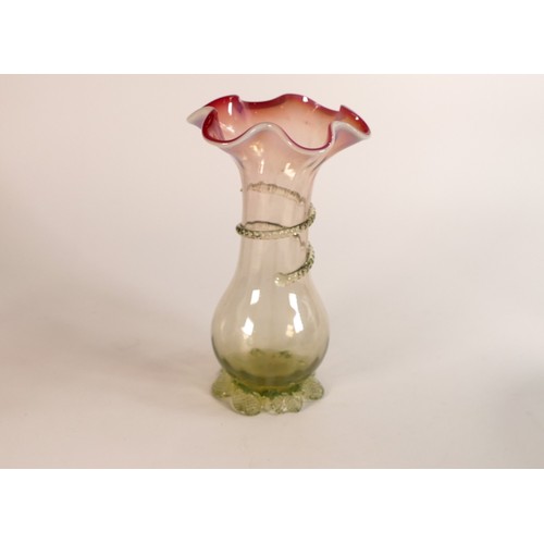 72 - 19th century Vaseline glass vase, tiny chip to base, height 21cm