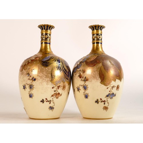 87 - Royal Crown Derby pair of 2553 vases together with Imari 1128 pattern 16cm plate (3)