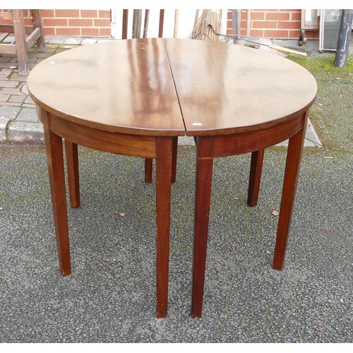 310 - 19th century Mahogany pair of D-End tables, combined diameter 106cm & height 72cm