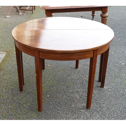 310 - 19th century Mahogany pair of D-End tables, combined diameter 106cm & height 72cm