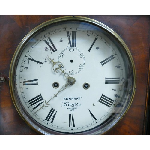 314 - Victorian long case clock with Skarrat, Kington, Worcester 1834 enamelled face, height 199cm