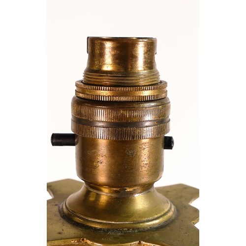 365 - Victorian Corinthian column Brass lamp base converted from a candlestick. Fluted column with embosse... 