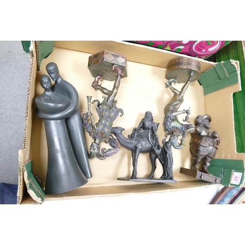 44 - A collection of Resin Figures including Jesters, Arabian Knight, Falstaff & Royal Doulton Images fig... 