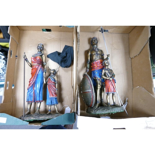 97 - Two Very Large Resin African Figures(2 trays)