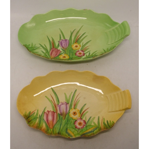 329 - Two Carltonware Australian Design Crocus Pattern Bowls in Yellow and Green. Chips to both examples. ... 