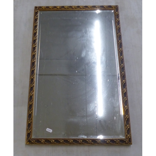 334 - Rectungular Gilt Framed Modern Hall Mirror with Leaf Pattern Frame. Height: 70cm Width: 44.5cm