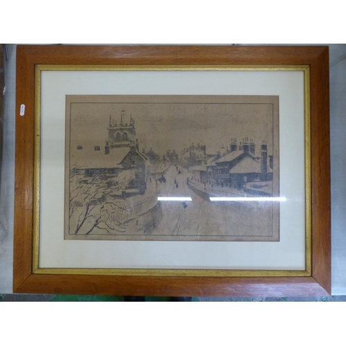 335 - Local Artist, A Signed Etching titled 'Winter Leek'. Framed Behind Glass. Size incl frame, Height: 5... 