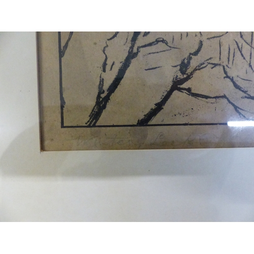 335 - Local Artist, A Signed Etching titled 'Winter Leek'. Framed Behind Glass. Size incl frame, Height: 5... 