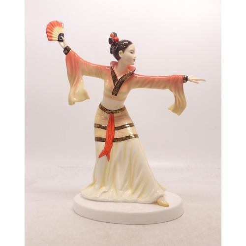 342 - Boxed Royal Doulton Limited Edition Figure Chinese Fan Dance HN5568. No. 0833 of 2500. In perfect co... 