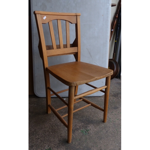 344 - Early-Mid 20th Century Pine Chapel Chair. Height: 80.4cm