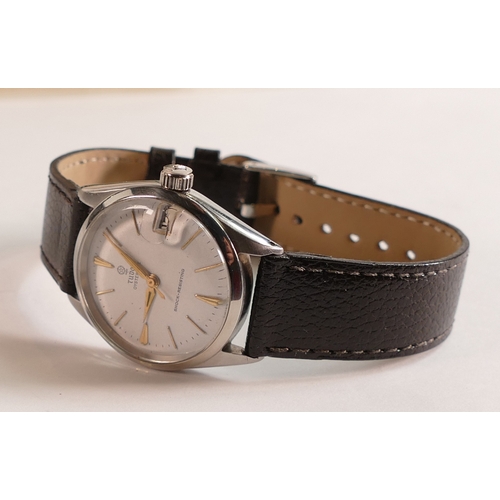 745 - Rolex Tudor Oysterdate MANUAL watch, white dial with gold pointers & markers, new leather strap, cas... 