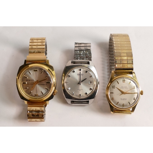 625 - Three gents wrist watches - Guda super automatic & Genova De luxe, both wind, tick, set & run.  Toge... 