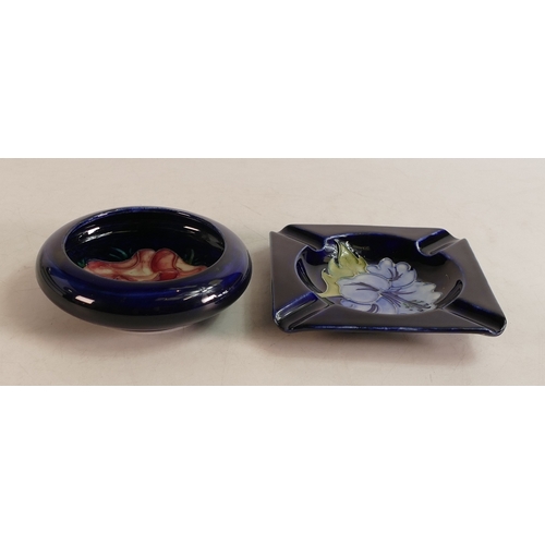 145 - Moorcroft Anemone small bowl together with Hibiscus blue ash tray (2)