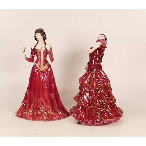 388 - Royal Worcester limited edition lady figure The Fair Maiden of Astolat (a/f - cracked) together with... 