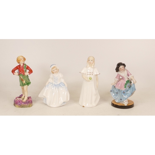 391 - Royal Doulton figures Scotland HN04, Dinky Do HN3618, Bridesmaid HN2874 and unmarked figure of girl ... 