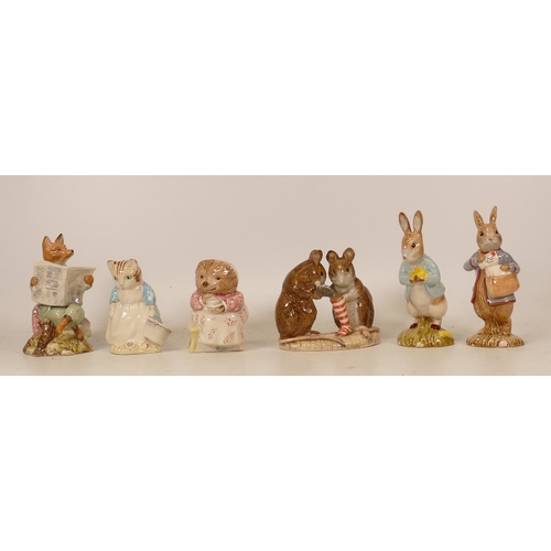 433 - Royal Albert BP6 Beatrix Potter Figures Mrs Tiggywinkle Takes Tea, The Christmas Stocking, Peter wit... 